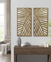 Madison Park Birch Palms Carved Wall Panel Set, 2 Piece