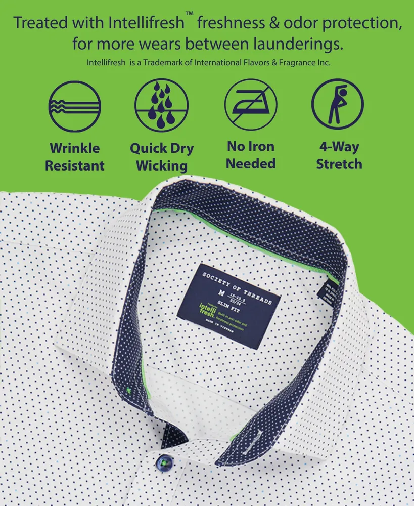 Men's Slim-Fit Non-Iron Performance Stretch Cooling Dress Shirt