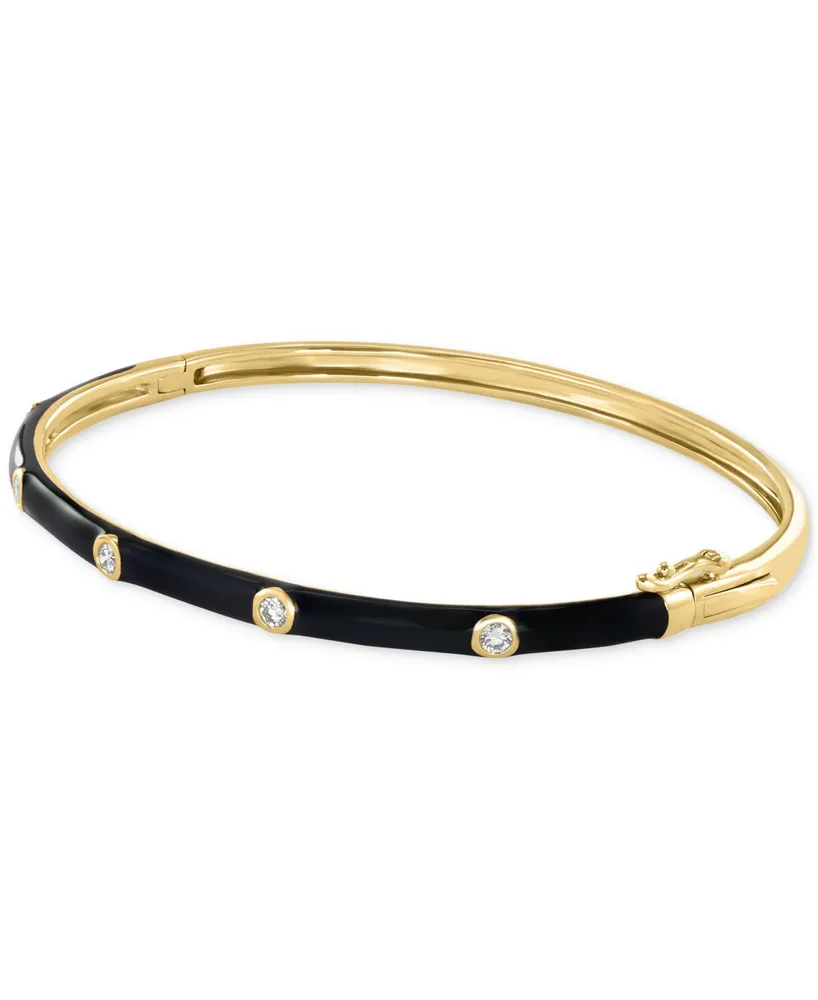 Effy Diamond & Black Enamel Bangle Bracelet (1/4 ct. t.w.) in 14k Gold