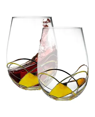 Bezrat Wine Glasses, Set of 2 - Gold
