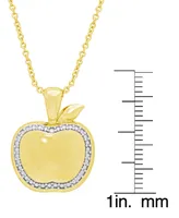 Diamond Accent Apple Pendant 18" Necklace in 14K Gold Plate