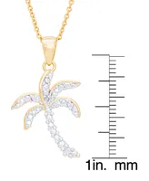 Diamond Accent Palm Tree Pendant 18" Necklace in 14K Gold Plate - Gold