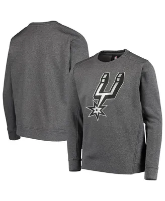 Big Boys Outerstuff Heathered Gray San Antonio Spurs Performance Fleece Crew Sweatshirt