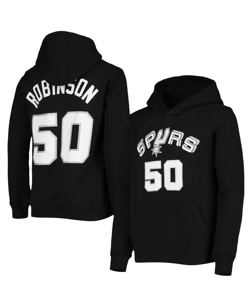 Big Boys Mitchell & Ness David Robinson Black San Antonio Spurs Hardwood Classics Name and Number Pullover Hoodie