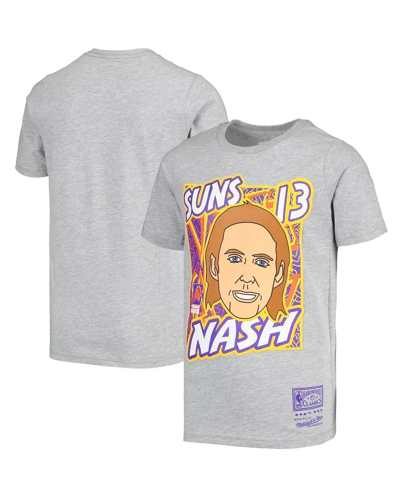 Big Boys Mitchell & Ness Steve Nash Gray Phoenix Suns Hardwood Classics King of the Court Player T-shirt