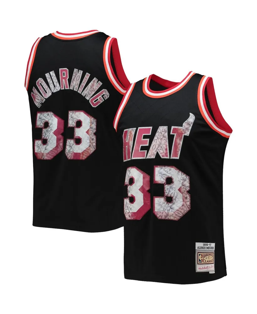 Men's Mitchell & Ness Alonzo Mourning Black Miami Heat 1996-97 Hardwood Classics 75Th Anniversary Diamond Swingman Jersey