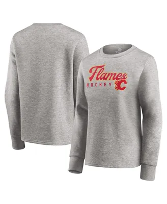Women's Fanatics Heathered Gray Calgary Flames Fan Favorite Script Pullover Sweatshirt