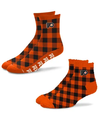 Men's and Women's For Bare Feet Philadelphia Flyers 2-Pack His & Hers Cozy Ankle Socks