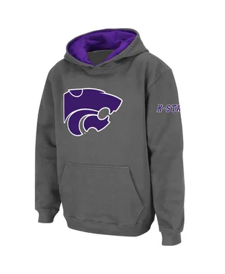 Big Boys Stadium Athletic Charcoal Kansas State Wildcats Logo Pullover Hoodie