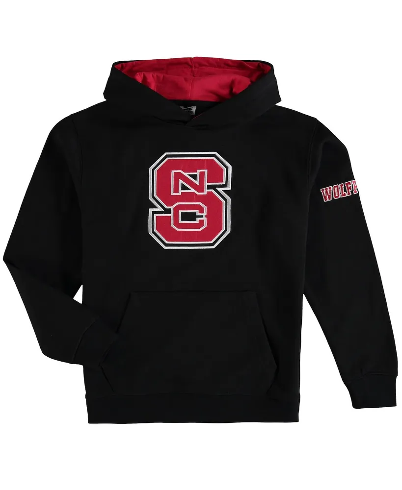 Big Boys Stadium Athletic Black Nc State Wolfpack Logo Pullover Hoodie