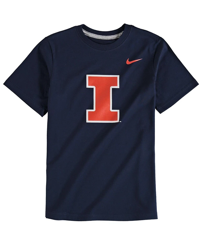 Big Boys Nike Navy Illinois Fighting Illini Cotton Logo T-shirt