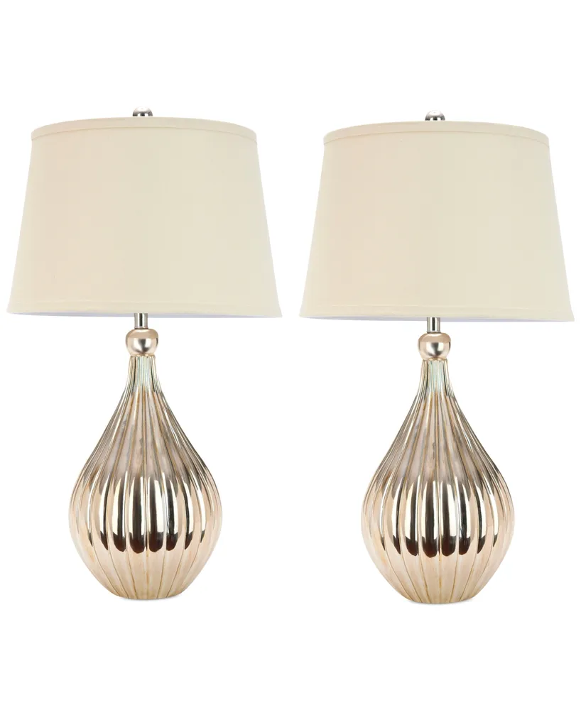 Safavieh Set of 2 Elli Champagne Gourd Lamps