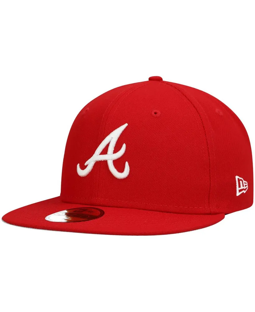 Men's New Era Red Atlanta Braves Logo White 59FIFTY Fitted Hat