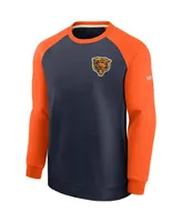 Men's Nike Navy, Orange Chicago Bears Historic Raglan Crew Performance Sweater