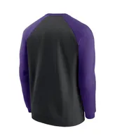 Men's Nike Black, Purple Minnesota Vikings Historic Raglan Crew Performance Sweater