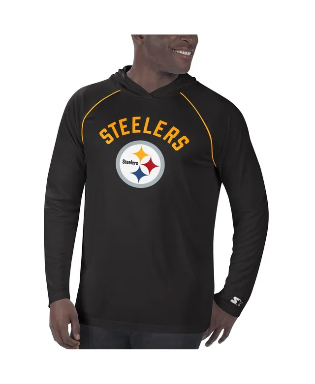 Men's Starter Black Pittsburgh Steelers Throwback Raglan Hoodie