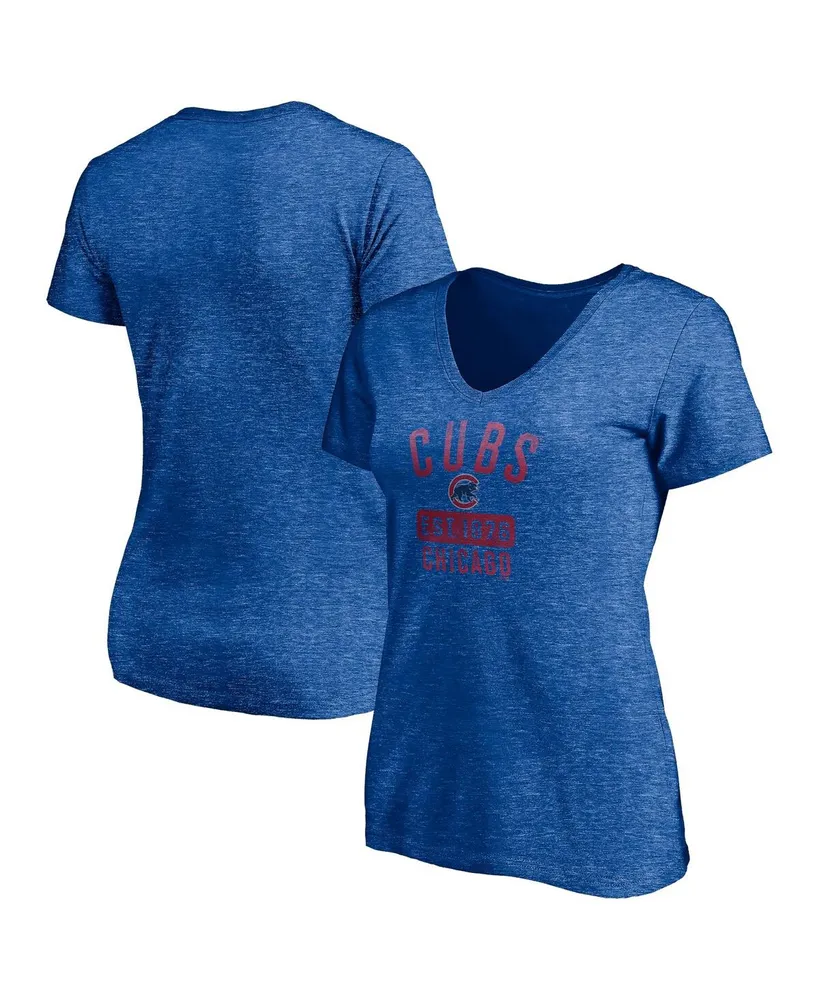 Lids Chicago Cubs Fanatics Branded Women's Core Official Logo V-Neck T-Shirt  - Heathered Gray