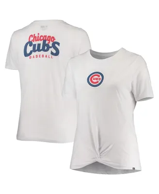 Women's New Era White Chicago Cubs Plus 2-Hit Front Knot T-shirt
