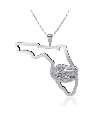 Women's Dayna Designs Silver-Tone Florida Gators Team State Outline Necklace - Silver