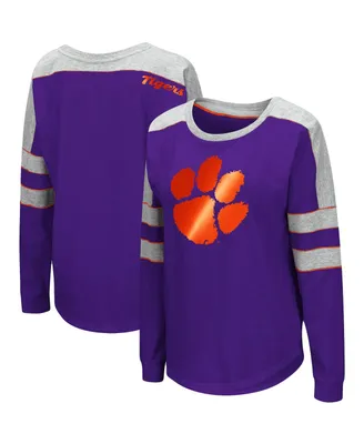 Women's Colosseum Purple Clemson Tigers Trey Dolman Long Sleeve T-shirt
