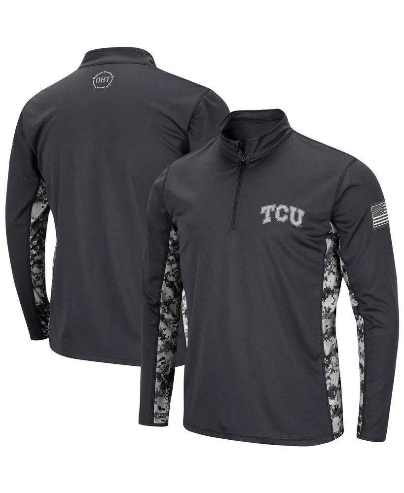 Men's Colosseum Charcoal Tcu Horned Frogs Oht Military-Inspired Appreciation Digi Camo Quarter-Zip Jacket