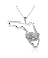 Women's Dayna Designs Silver-Tone Florida Gators Team State Outline Necklace - Silver