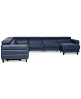 Silvanah -Pc. Leather Sectional with Storage Chaise and 2 Power Recliners