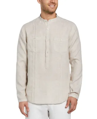 Cubavera Men's Regular-Fit Banded Collar Popover Linen Shirt