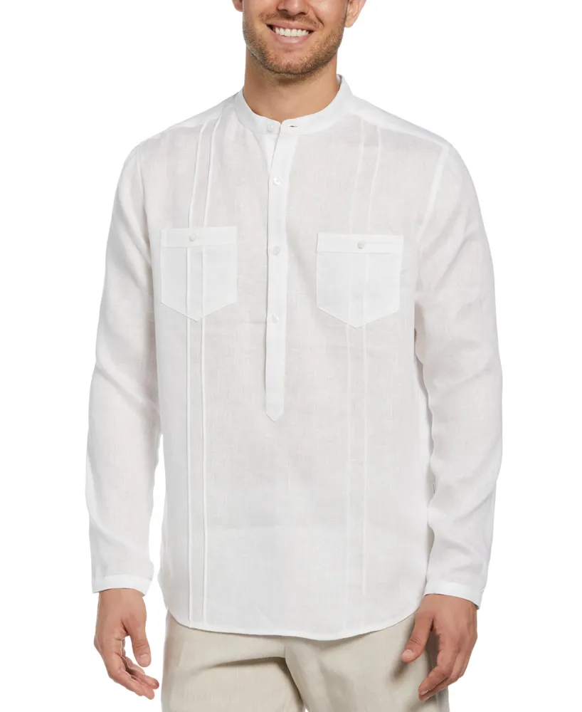 Cubavera Men's Regular-Fit Banded Collar Popover Linen Shirt