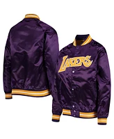 Big Boys Mitchell & Ness Purple Los Angeles Lakers Hardwood Classics Satin Raglan Full-Snap Jacket