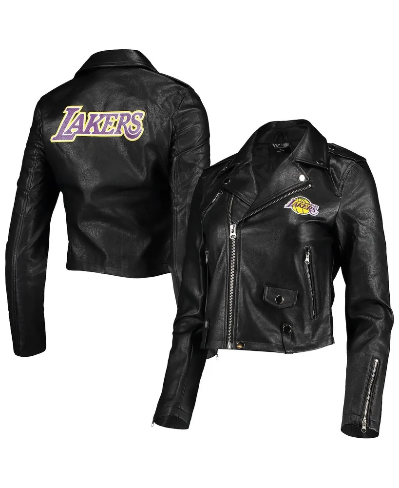 Women's The Wild Collective Black Los Angeles Lakers Moto Full-Zip Jacket