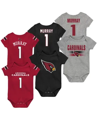 Unisex Newborn Infant Kyler Murray Cardinal and Black Heathered Gray Arizona Cardinals Three-Pack Name Number Bodysuit Set