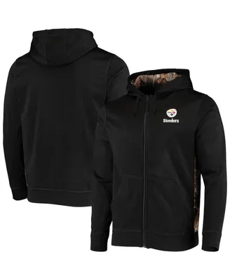 Men's Dunbrooke Black, Realtree Camo Pittsburgh Steelers Decoy Tech Fleece Full-Zip Hoodie