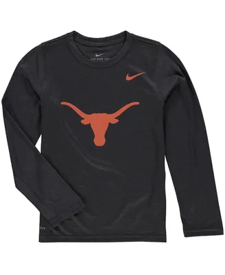 Big Boys Nike Heather Gray Texas Longhorns Legend Logo Long Sleeve Performance T-shirt
