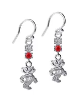 Women's Dayna Designs Wisconsin Badgers Silver-Tone Dangle Crystal Earrings