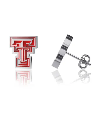 Women's Dayna Designs Texas Tech Red Raiders Silver-Tone Enamel Post Earrings - Silver