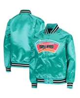 Big Boys Mitchell & Ness Teal San Antonio Spurs Hardwood Classics Satin Raglan Full-Snap Jacket