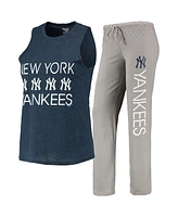 Women's Concepts Sport Gray, Navy New York Yankees Meter Muscle Tank Top and Pants Sleep Set