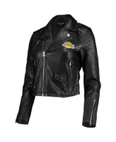 Women's The Wild Collective Black Los Angeles Lakers Moto Full-Zip Jacket