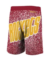 Men's Mitchell Ness Red Houston Rockets Hardwood Classics Jumbotron Sublimated Shorts