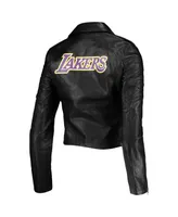 Women's The Wild Collective Black Los Angeles Lakers Moto Full-Zip Jacket