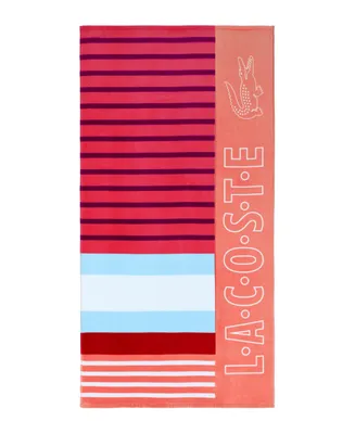 Lacoste Home Sporty Stripe Cotton Beach Towel