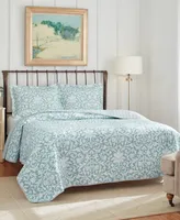 Laura Ashley Mia Cotton Reversible 3 Piece Quilt Set