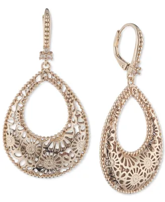 Marchesa Gold-Tone Domed Open Filigree Drop Earrings