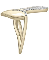 Wrapped Diamond Pave Leaf Open Cuff Double Ring (1/2 ct. t.w.) in 10k White or Yellow Gold, Created for Macy's