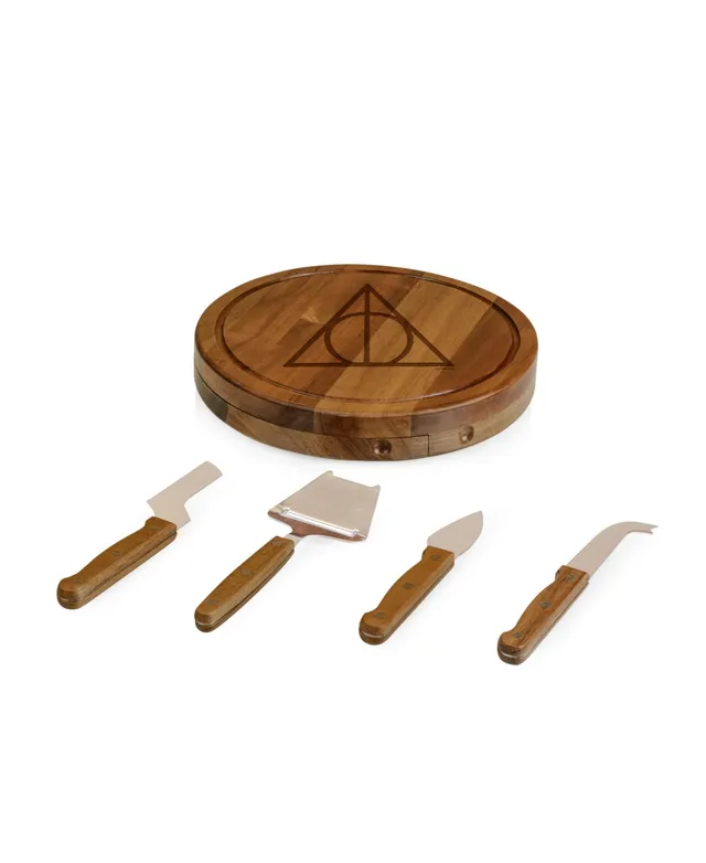 Picnic Time Icon Glass Top Cutting Board & Knife Set