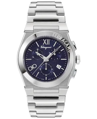 Salvatore Ferragamo Men's Swiss Chronograph Vega Stainless Steel Bracelet Watch 42mm