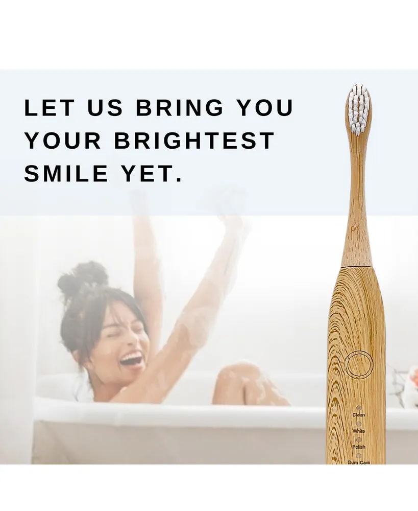 Sonic Electric Toothbrush with Usb Charging Base, Usb Cord and Bamboo Brush Heads, Set of 3