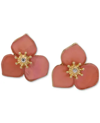 lonna & lilly Gold-Tone Pave Color Flower Button Earrings