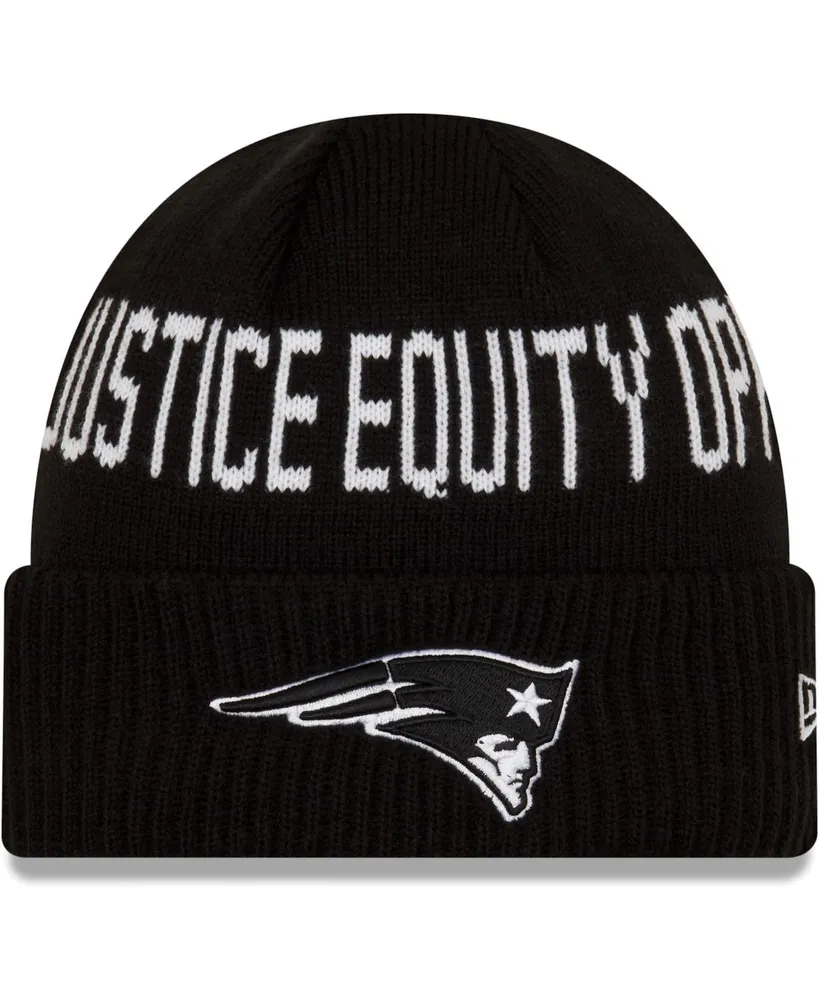 Big Boys and Girls Black New England Patriots Social Justice Cuffed Knit Hat